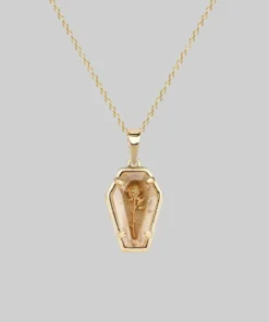 CLASSICS REBIRTH. Rose Under Glass Coffin Necklace - Gold
