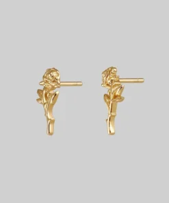 CLASSICS AMOR. Rose Stem Stud Earrings - Gold