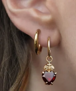 CLASSICS The Sacred Heart Garnet Earrings - Gold