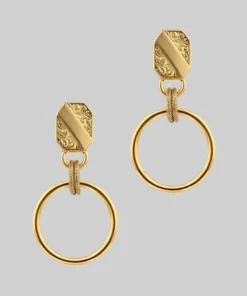 AW21 RITUAL. Ornate Shield Hoop Earrings - Gold