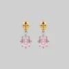 VALENTINES 2022 STAR CROSSED LOVERS. Rose Quartz & Skull Earrings - Silver