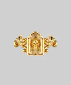 HALLOWEEN 2021 Rings OMINOUS. Skull Under Glass Ring - Gold