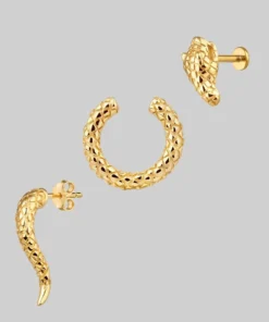 CLASSICS VEGA. 3 Piece Snake Wrap Earring - Gold