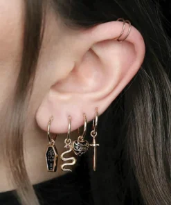 End Of Line MEMENTO MORI. Heart Hoop Earrings - Gold