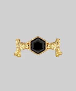 AW21 Rings RELINQUISH. Snakes & Onyx Ring - Gold