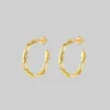 AW21 LUCIA. Spiked Chain Hoop Earrings - Gold
