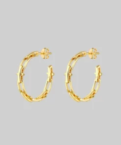 AW21 LUCIA. Spiked Chain Hoop Earrings - Gold