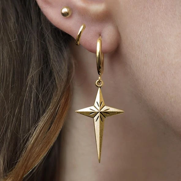 End Of Line ETERNITY. Starburst Cross Earrings - Gold 2 End Of Line ETERNITY. Starburst Cross Earrings - Gold