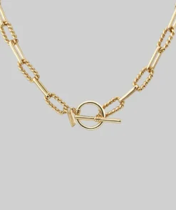 End Of Line Necklaces & Chains EVERMORE. Twisted Rope Link T-Bar Chain - Gold