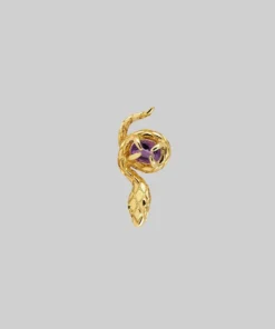 AW21 Earrings INSIDIOUS. Amethyst Coiled Snake Stud Earring - Gold