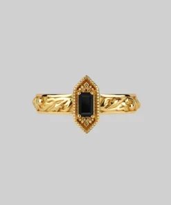 AW21 Rings RENOUNCE. Ornate Gothic Onyx Ring - Gold