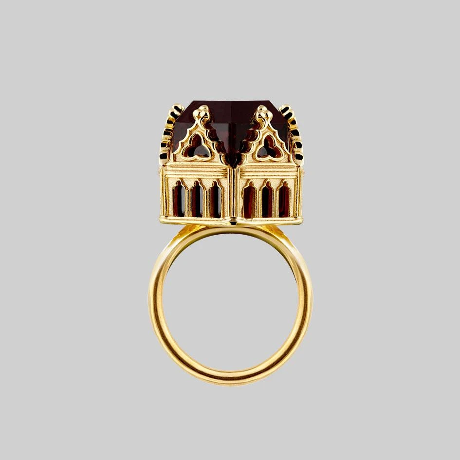 HALLOWEEN 2021 Rings TEMPLE OF CHAMBERS. Garnet CZ Cathedral Ring - Gold 1 HALLOWEEN 2021 Rings TEMPLE OF CHAMBERS. Garnet CZ Cathedral Ring - Gold