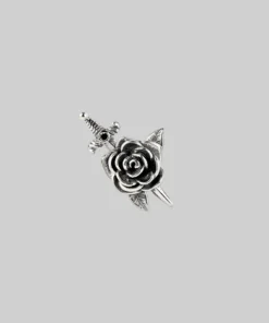 AW21 RHAPSODY. Dagger Through Rose Stud Earring - Silver