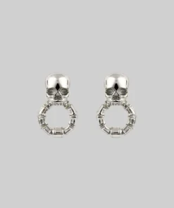 AW21 FORSAKE. Skull & Bones Door Knocker Earrings - Silver