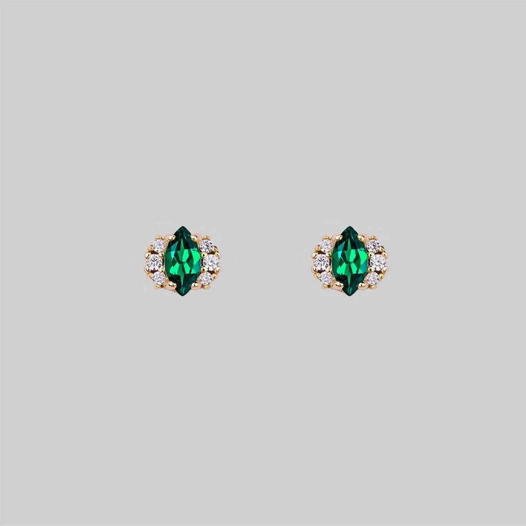 CLASSICS TALIA. Green Quartz Cluster Stud Gold Earrings 1 CLASSICS TALIA. Green Quartz Cluster Stud Gold Earrings