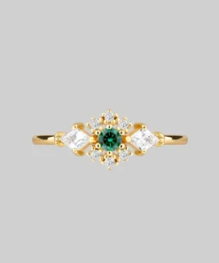 CLASSICS SUPERNOVA. Green Quartz Cluster Gold Ring Rings