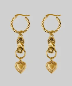 CLASSICS ALL OF ME. Hand Grasping Heart Single Earring - Gold Earrings