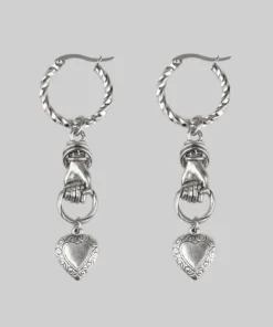 CLASSICS ALL OF ME. Hand Grasping Heart Single Earring - Silver Earrings