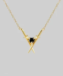 AW21 Necklaces & Chains ABJURE. Crossed Swords & Onyx Heart Necklace - Gold