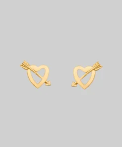 End Of Line STRUCK. Heart & Arrow 9K Gold Earrings