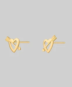 End Of Line STRUCK. Heart & Arrow 9K Gold Earrings