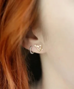End Of Line STRUCK. Heart & Arrow 9K Gold Earrings