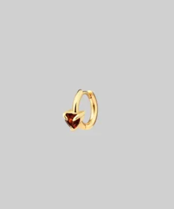 CLASSICS HEART & SOUL. Garnet Heart Clicker Ring - Gold