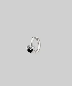 CLASSICS Earrings HEART & SOUL. Black Spinel Heart Clicker Ring - Silver