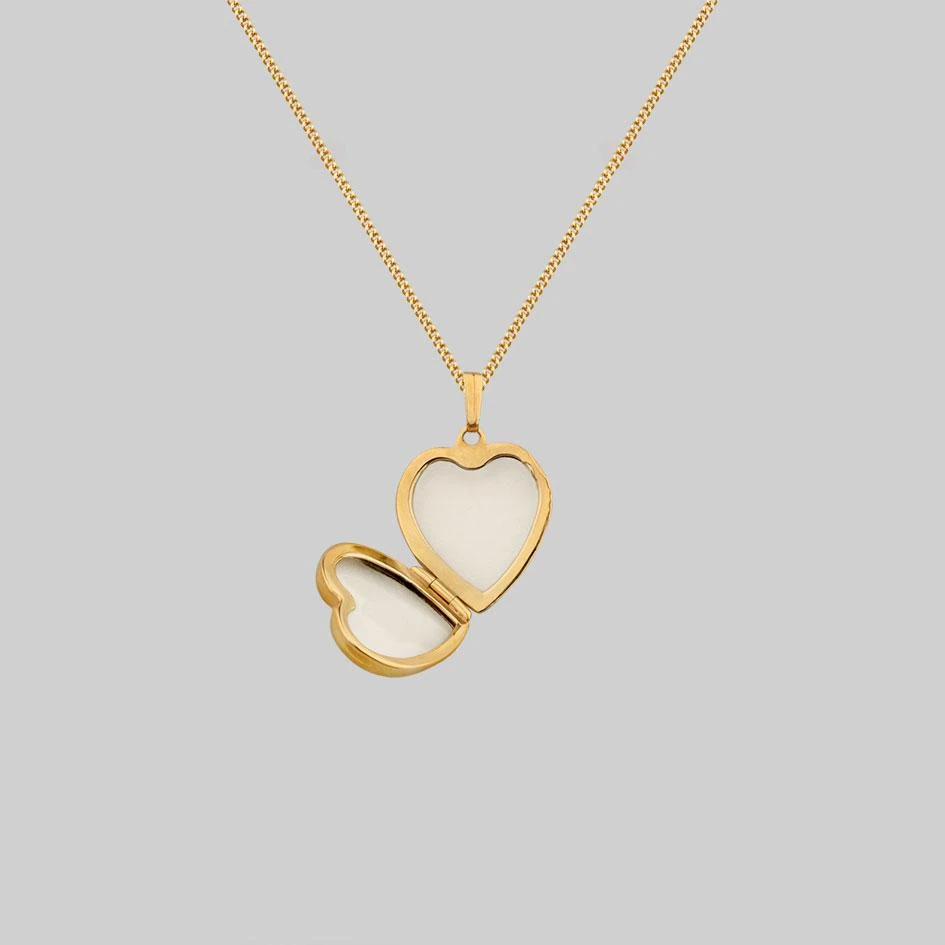 End Of Line LOTTY. Etched Heart Photo Locket Necklace - Gold 5 End Of Line LOTTY. Etched Heart Photo Locket Necklace - Gold