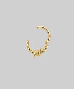 AW21 Earrings SURVIVAL. Barbed Wire Septum Clicker Ring - Gold