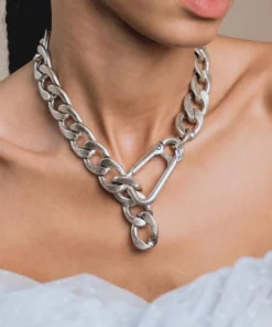 CLASSICS Necklaces & Chains XX. Chunky Curb Chain & Carabiner Clasp Necklace - Silver