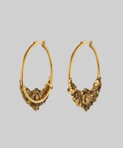 CLASSICS EMINENCE. Romantic Floral Hoop Earrings - Gold