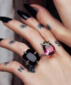 End Of Line DEITY. Onyx Snake Bite Ring - Silver Rings