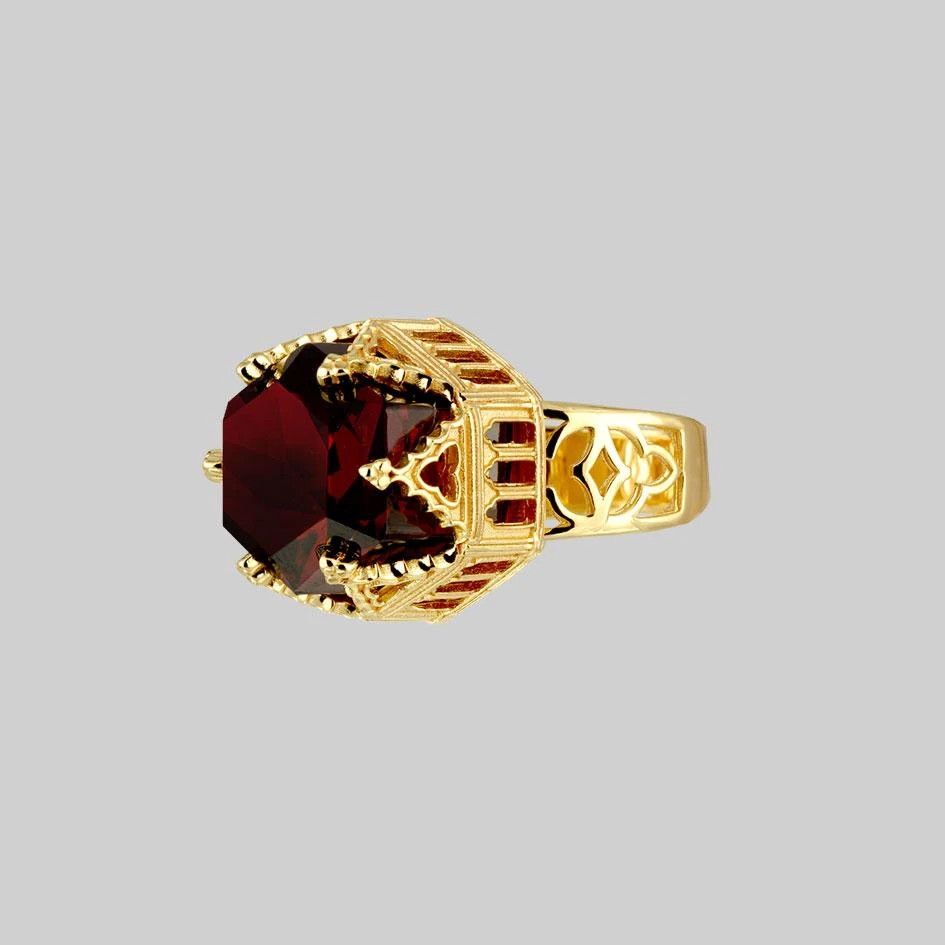 HALLOWEEN 2021 Rings TEMPLE OF CHAMBERS. Garnet CZ Cathedral Ring - Gold 4 HALLOWEEN 2021 Rings TEMPLE OF CHAMBERS. Garnet CZ Cathedral Ring - Gold