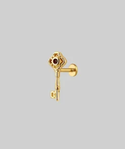 HALLOWEEN 2021 TWILIGHT. Skeleton Key Stud Earring - Gold Earrings