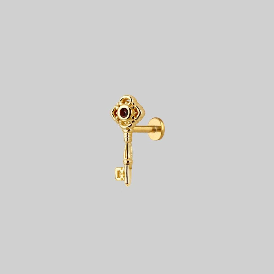 HALLOWEEN 2021 TWILIGHT. Skeleton Key Stud Earring - Gold Earrings 1 HALLOWEEN 2021 TWILIGHT. Skeleton Key Stud Earring - Gold Earrings