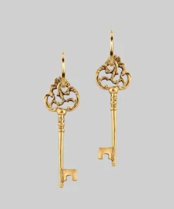 End Of Line VERONA. Skeleton Key Earrings - Gold