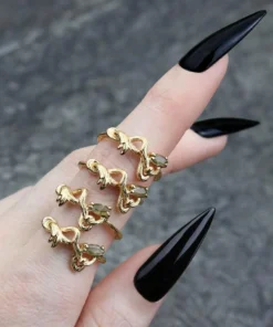 CLASSICS Rings WEEPING WILLOW. Labradorite Branch Ring - Gold