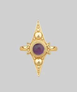 CLASSICS BALANCE. Amethyst Equilibrium Gemstone Ring - Gold Rings