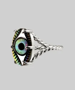 End Of Line Rings BEHOLD. Iridescent Glass Eye Ring - Silver