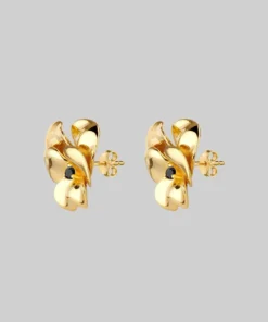 End Of Line HARMONY. Pansy Flower Stud Earrings - Gold