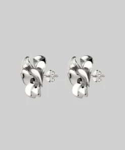 End Of Line HARMONY. Pansy Flower Stud Earrings - Silver