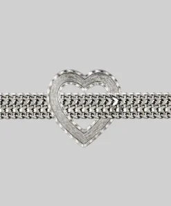 End Of Line HANGIN HEART. Wide Curb Chain Choker - Silver