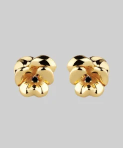 End Of Line HARMONY. Pansy Flower Stud Earrings - Gold