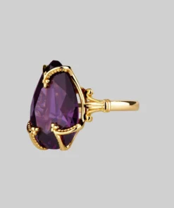 HALLOWEEN 2021 MALEFICENT. Amethyst CZ Gothic Ring - Gold Rings