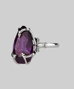 HALLOWEEN 2021 MALEFICENT. Amethyst CZ Gothic Ring - Silver Rings