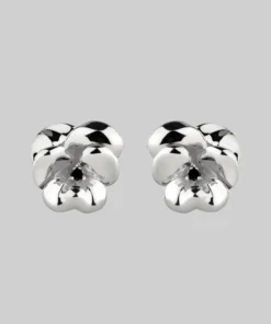End Of Line HARMONY. Pansy Flower Stud Earrings - Silver