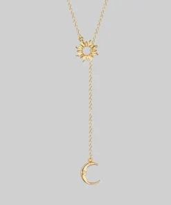 CLASSICS SOLSTICE. Sun & Moon Lariat Necklace - Gold