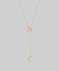 CLASSICS SOLSTICE. Sun & Moon Lariat Necklace - Gold