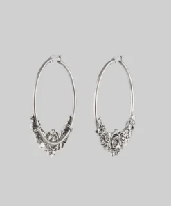 CLASSICS EMINENCE. Romantic Floral Hoop Earrings - Silver